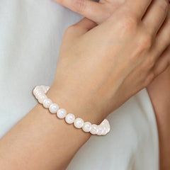Chisel 8-9mm White Round Freshwater Cultured Pearl 7.25 inch Stretch Bracelet SRB3164