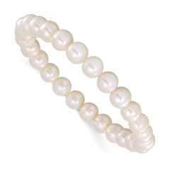 Chisel 8-9mm White Round Freshwater Cultured Pearl 7.25 inch Stretch Bracelet SRB3164