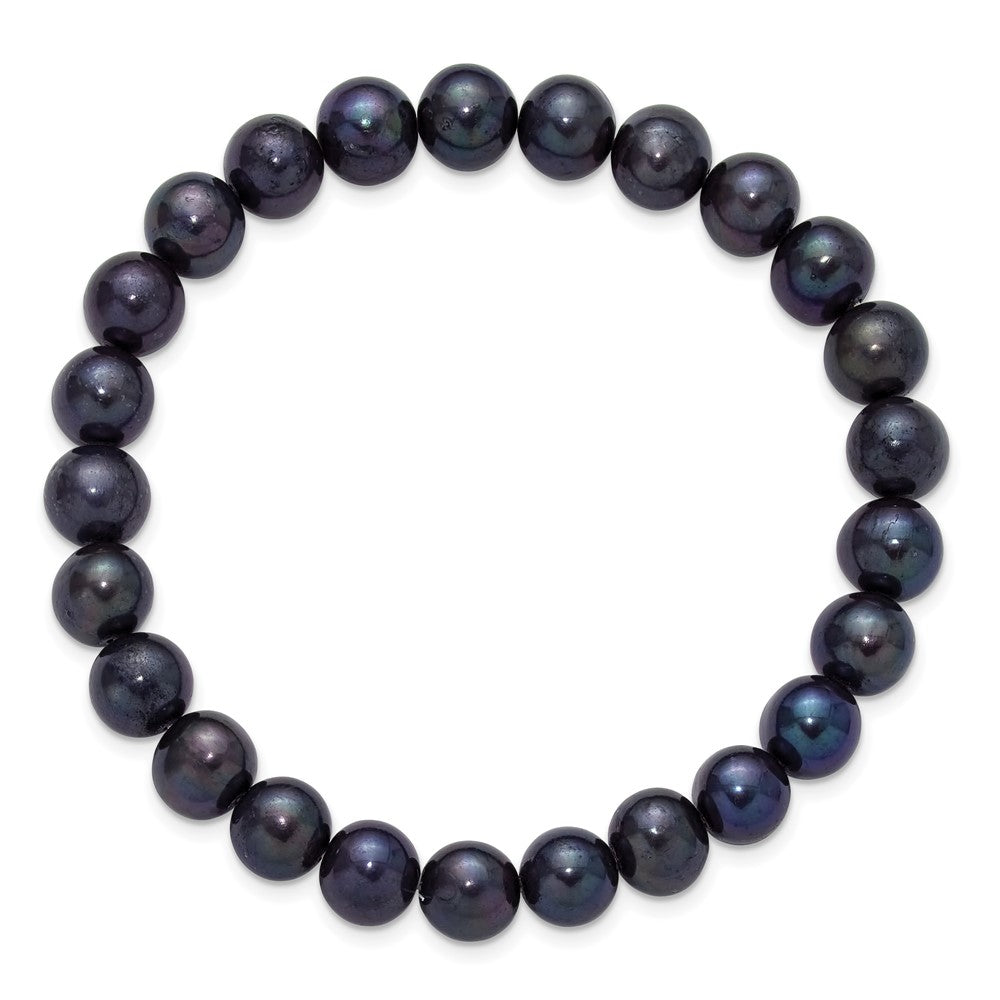 Chisel 8-9mm Black Round Freshwater Cultured Pearl 7 inch Stretch Bracelet SRB3165