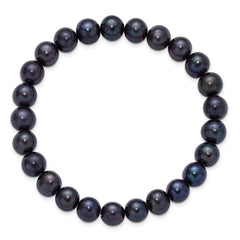Chisel 8-9mm Black Round Freshwater Cultured Pearl 7 inch Stretch Bracelet SRB3165