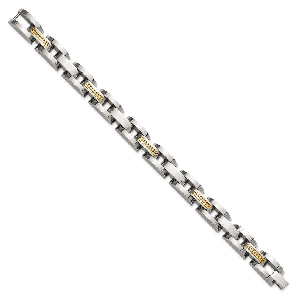 Chisel Stainless Steel Polished with 14K Gold Accent 8.25 inch Link Bracelet SRB3171-8.25