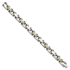 Chisel Stainless Steel Polished with 14K Gold Accent 8.25 inch Link Bracelet SRB3171-8.25