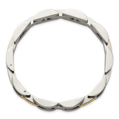 Chisel Stainless Steel Polished with 14K Gold Accent 8.25 inch Link Bracelet SRB3171-8.25