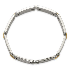 Chisel Stainless Steel Polished with 14K Gold Accent and 1/15ct. Diamond 8.5 inch Link Bracelet SRB3173-8.5