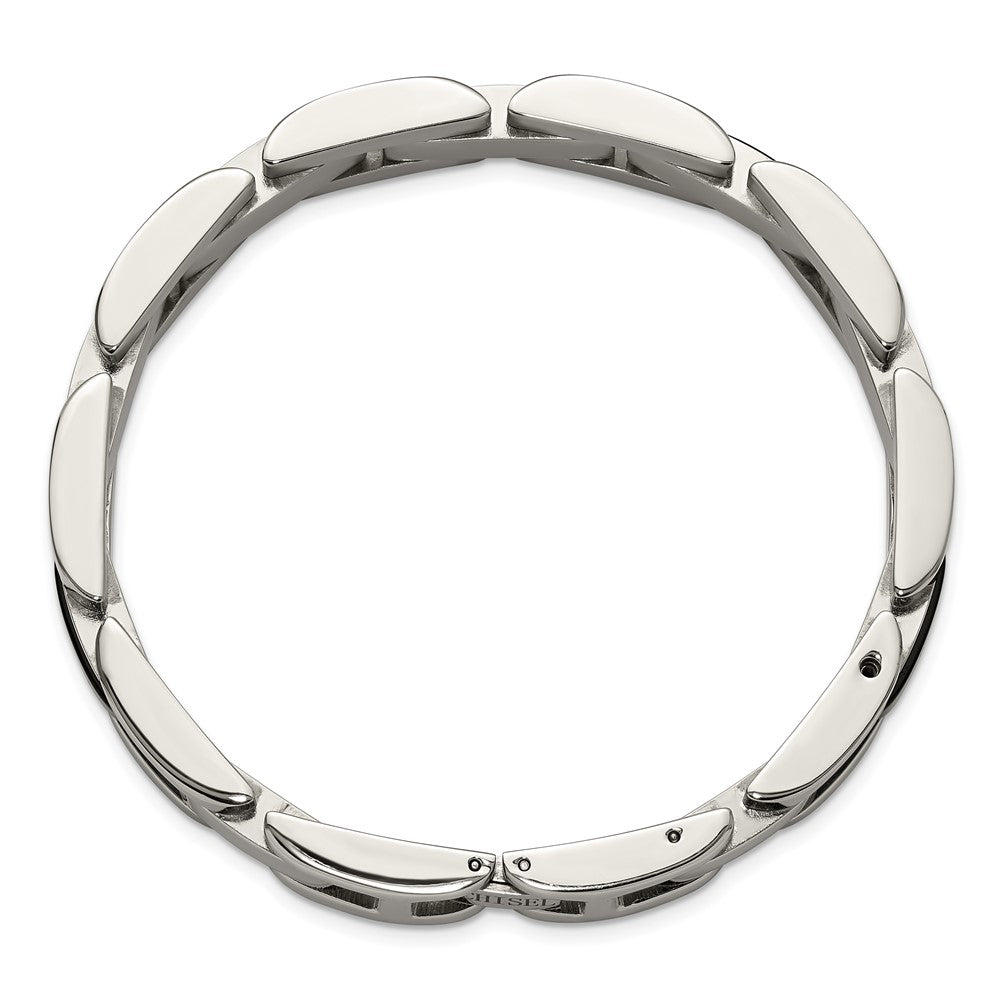 Chisel Stainless Steel Polished with 14K Gold Accent and 1/20ct. Diamond and Onyx 8.25 inch Link Bracelet SRB3175-8.25
