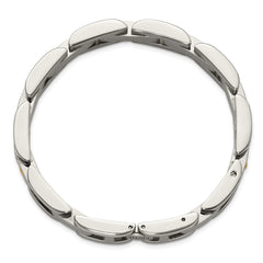 Chisel Stainless Steel Polished with 14K Gold Accent and 1/15ct. Diamond 8.25 inch Link Bracelet SRB3179-8.25