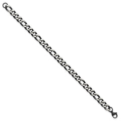 Chisel Stainless Steel Brushed and Polished Black IP-plated 7.5mm 9 inch Figaro Chain Bracelet SRB3180-9