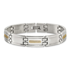 Chisel Stainless Steel Polished with 14K Gold Accent 8.75 inch Link Bracelet SRB3182-8.75