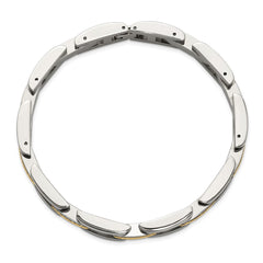 Chisel Stainless Steel Polished with Diamond-cut 14K Gold Accent 9 inch Link Bracelet SRB3184-9