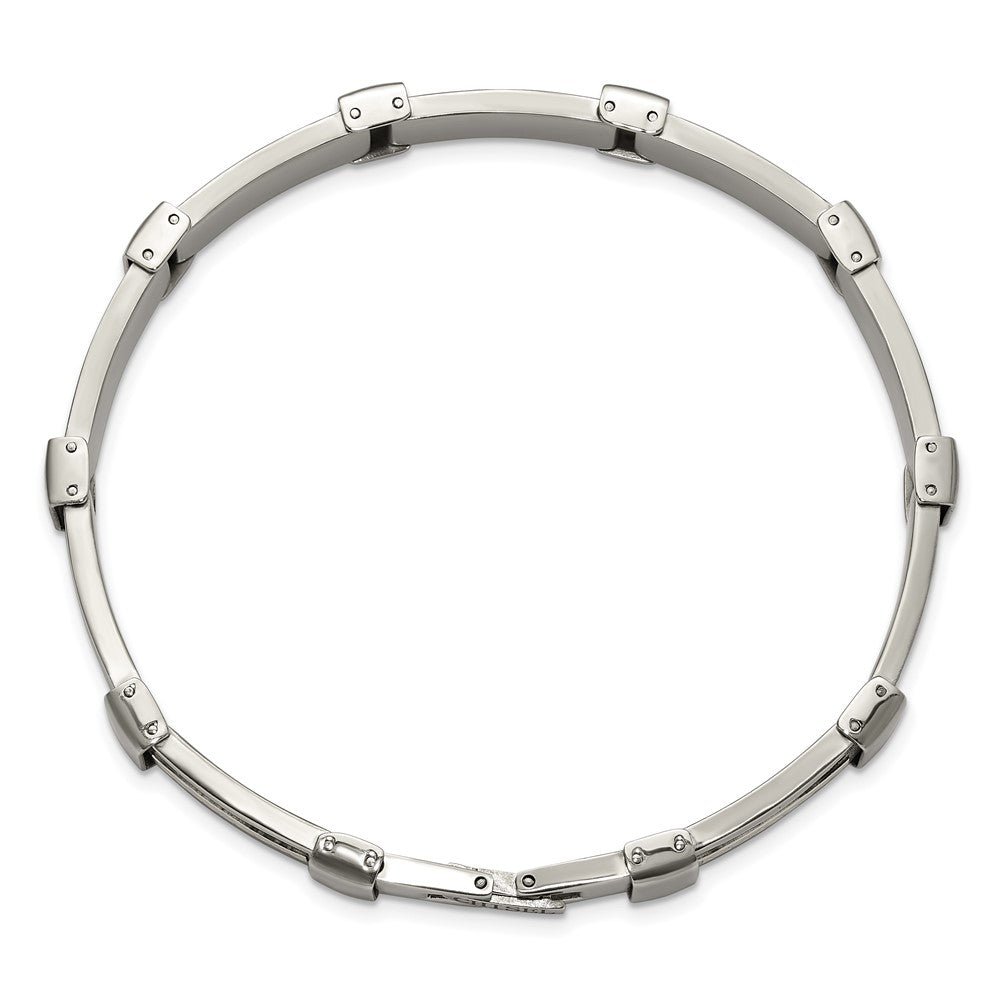 Chisel Stainless Steel Brushed and Polished with Diamond-cut 14K Gold Accent 8.25 inch Link Bracelet SRB3187-8.25