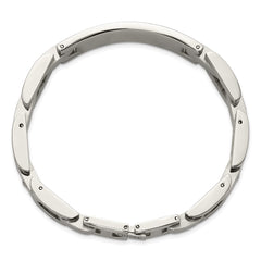 Chisel Stainless Steel Polished with 14K White Gold Accent and Diamond 8.5in ID Link Bracelet SRB3189-8.5