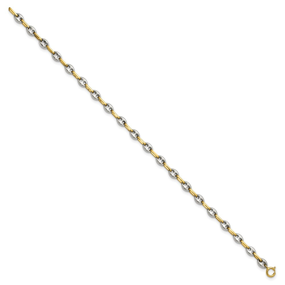 Chisel Stainless Steel Polished with 14K Gold Accent 7.5 inch Mariner Link Bracelet SRB3190-7.5