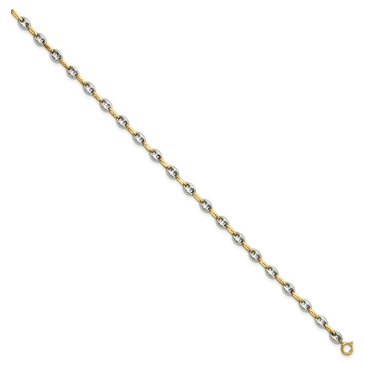 Chisel Stainless Steel Polished with 14K Gold Accent 7.5 inch Mariner Link Bracelet SRB3190-7.5