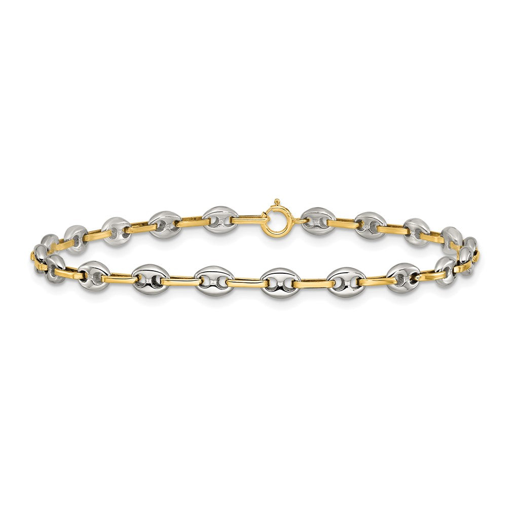 Chisel Stainless Steel Polished with 14K Gold Accent 7.5 inch Mariner Link Bracelet SRB3190-7.5