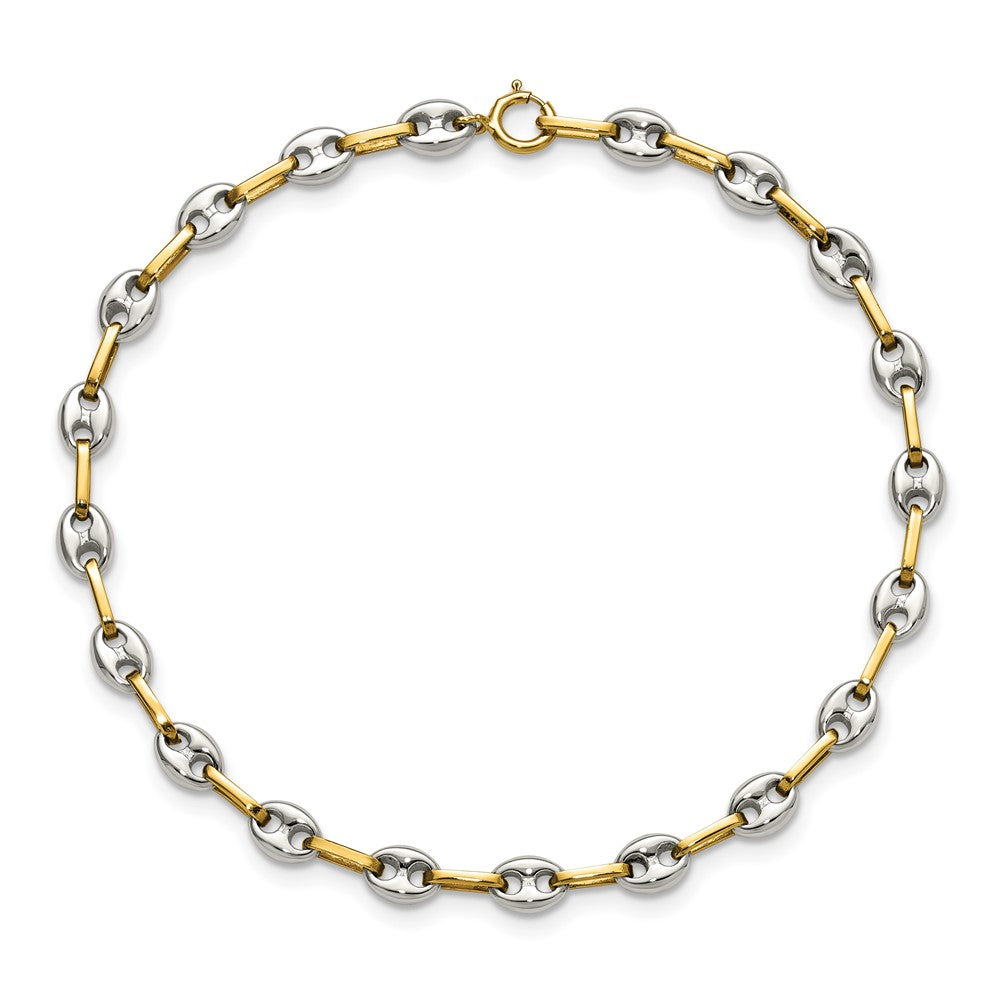 Chisel Stainless Steel Polished with 14K Gold Accent 7.5 inch Mariner Link Bracelet SRB3190-7.5