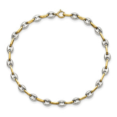 Chisel Stainless Steel Polished with 14K Gold Accent 7.5 inch Mariner Link Bracelet SRB3190-7.5