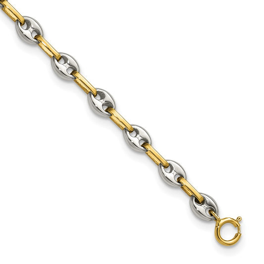 Chisel Stainless Steel Polished with 14K Gold Accent 7.5 inch Mariner Link Bracelet SRB3190-7.5