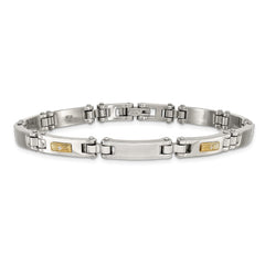 Chisel Stainless Steel Brushed and Polished with 14K Gold Accent and 1/20ct. Diamond 8.5 inch Bracelet SRB3192-8.5
