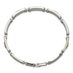 Chisel Stainless Steel Brushed and Polished with 14K Gold Accent and 1/20ct. Diamond 8.5 inch Bracelet SRB3192-8.5