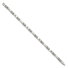 Chisel Stainless Steel Brushed and Polished with 14K White Gold Accent and .02ct Diamond 8.5 inch Bracelet SRB3194-8.5