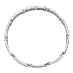 Chisel Stainless Steel Brushed and Polished with 14K White Gold Accent and .02ct Diamond 8.5 inch Bracelet SRB3194-8.5