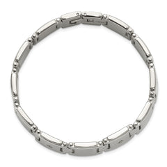 Chisel Stainless Steel Polished with 14K White Accent and .03ct Diamond 8 inch Link Bracelet SRB3196-8