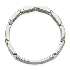 Chisel Stainless Steel Polished with 14K Gold Accent and 1/20ct. Diamond 8.5 inch ID Link Bracelet SRB3198-8.5