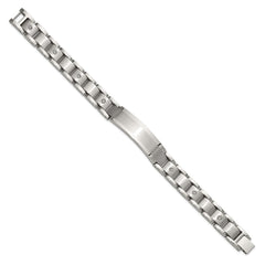 Chisel Stainless Steel Brushed and Polished with 14K White Gold Accent and 1/20ct. Diamond 8.5 inch Bracelet SRB3199-8.5