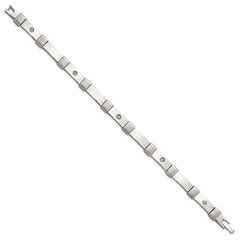 Chisel Stainless Steel Brushed and Polished with 14K White Gold Accent and .03ct Diamond 8.25 inch Bracelet SRB3200-8.25