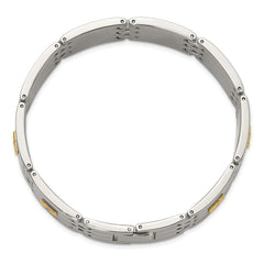 Chisel Stainless Steel Polished with 14K Gold Accent and 1/15ct. Diamond 8.5 inch Link Bracelet SRB3201-8.5