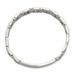 Chisel Stainless Steel Brushed and Polished with Diamond-cut 14K Gold Accent 8.5 inch ID Link Bracelet SRB3202-8.5