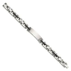 Chisel Stainless Steel Polished with 14K White Gold Accent and .02ct Diamond and Onyx 8.75 inch Bracelet SRB3205-8.75