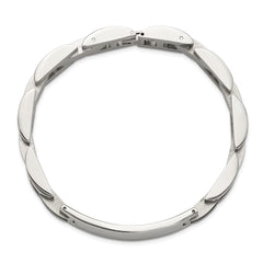 Chisel Stainless Steel Polished with 14K White Gold Accent and .02ct Diamond and Onyx 8.75 inch Bracelet SRB3205-8.75