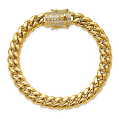 Chisel Stainless Steel Polished Yellow IP-plated with CZ 9.25 inch Curb Link Bracelet SRB3218-9.25