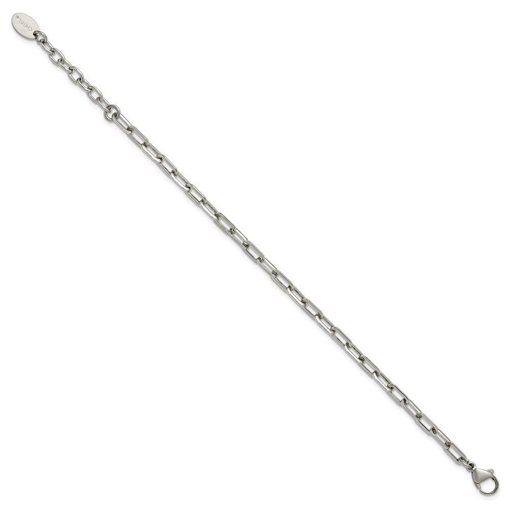 Chisel Stainless Steel Polished 6.5 inch Plus a 1.5 inch Extension Paperclip Chain Link Bracelet SRB3247-6.5