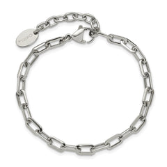 Chisel Stainless Steel Polished 6.5 inch Plus a 1.5 inch Extension Paperclip Chain Link Bracelet SRB3247-6.5