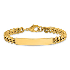 Chisel Stainless Steel Polished Yellow IP-plated Curb Link 8mm 8.5 inch ID Bracelet SRB3286-8.5
