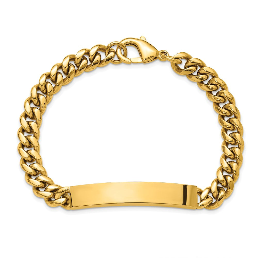 Chisel Stainless Steel Polished Yellow IP-plated Curb Link 8mm 8.5 inch ID Bracelet SRB3286-8.5