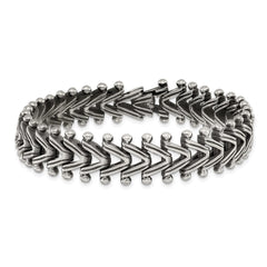 Chisel Stainless Steel Antiqued and Polished 8.25 inch Fancy Franco Link Bracelet SRB3293-8.25