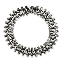 Chisel Stainless Steel Antiqued and Polished 8.25 inch Fancy Franco Link Bracelet SRB3293-8.25