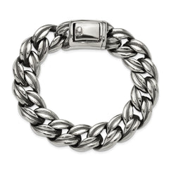 Chisel Stainless Steel Antiqued and Polished 8.5 inch Curb Link Bracelet SRB3294-8.5