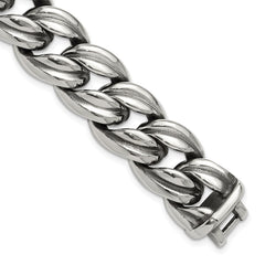 Chisel Stainless Steel Antiqued and Polished 8.5 inch Curb Link Bracelet SRB3294-8.5