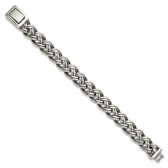 Chisel Stainless Steel Antiqued and Polished 8.5 inch Curb Link Bracelet SRB3296-8.5