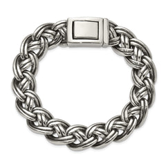 Chisel Stainless Steel Antiqued and Polished 8.5 inch Curb Link Bracelet SRB3296-8.5