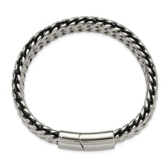 Chisel Stainless Steel Polished 8.5 inch Black Cord and Chain Bracelet SRB3301-8.5