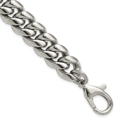 Chisel Stainless Steel Polished 14mm 8.5 inch Curb Link Bracelet SRB3305-8.5