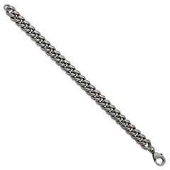 Chisel Stainless Steel Antiqued and Brushed 10mm 8.5 inch Curb Link Bracelet SRB3309-8.5