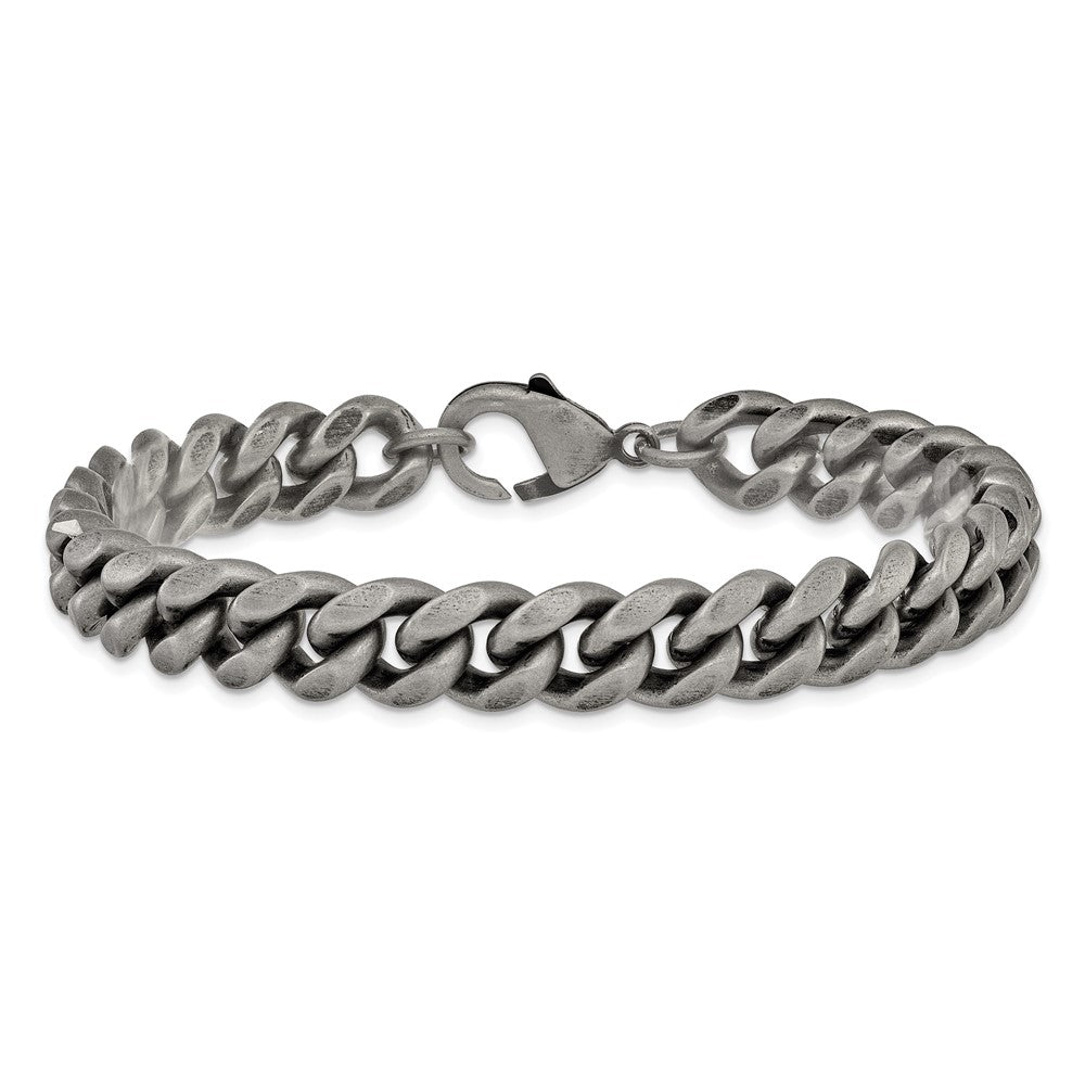Chisel Stainless Steel Antiqued and Brushed 10mm 8.5 inch Curb Link Bracelet SRB3309-8.5