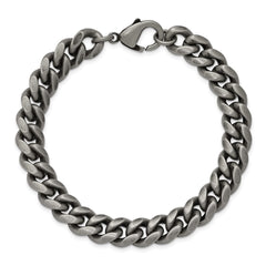 Chisel Stainless Steel Antiqued and Brushed 10mm 8.5 inch Curb Link Bracelet SRB3309-8.5