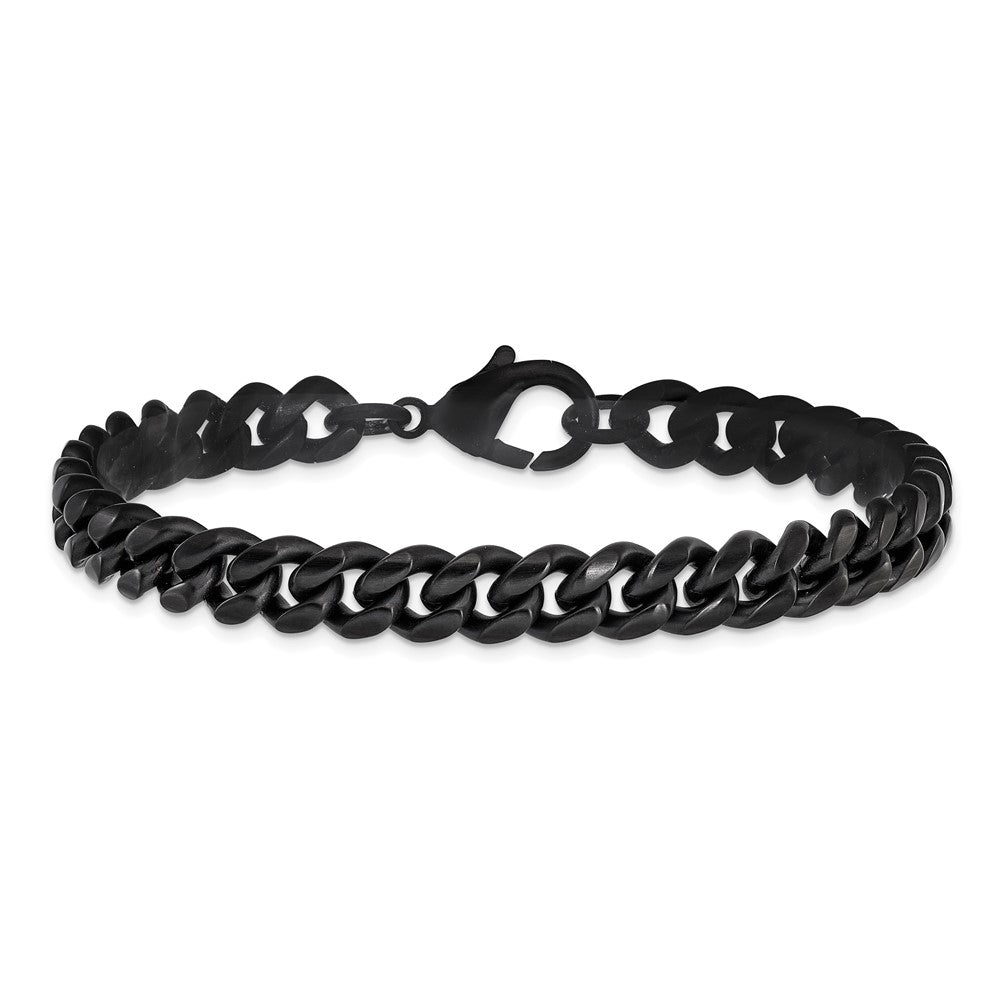 Chisel Stainless Steel Polished 8mm Black IP-plated 8.5 inch Curb Link Bracelet SRB3310-8.5